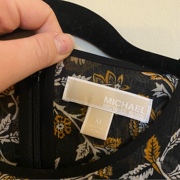 MICHAEL Michael Kors Botanical Print Georgette Pleated Dress M - Picture 7 of 8